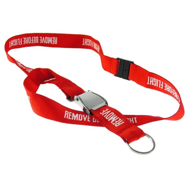 Šňůrka na krk REMOVE BEFORE FLIGHT červená