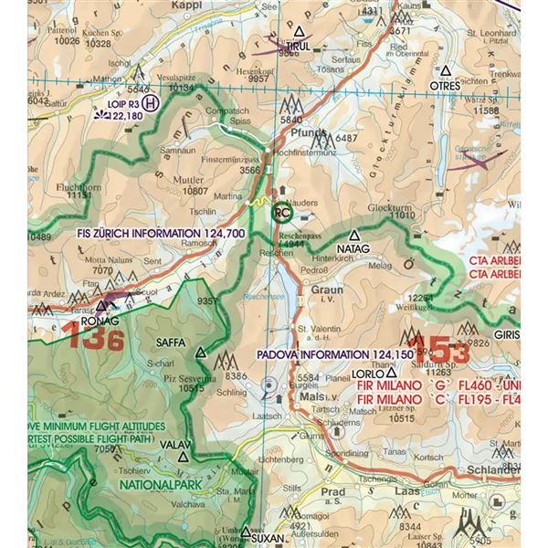Rakousko VFR ICAO mapa 2024