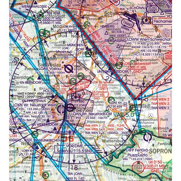 Rakousko VFR ICAO mapa 2024
