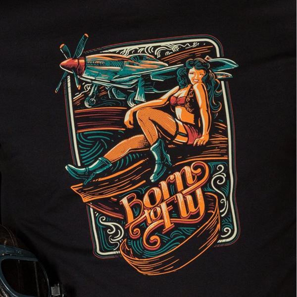 BORN TO FLY T-Shirt P-51 MUSTANG WILD WEST, XL