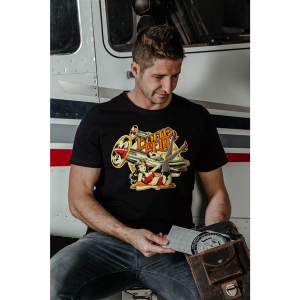 BORN TO FLY T-Shirt P-51 MUSTANG Pin-up L
