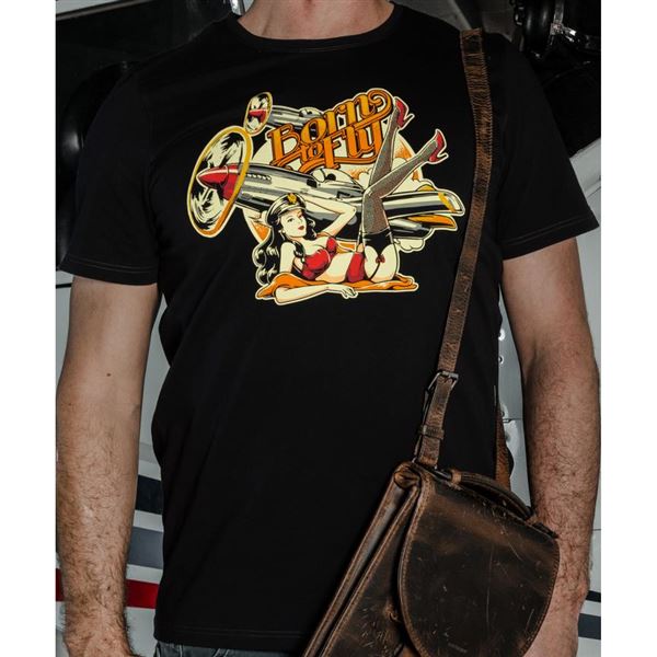 BORN TO FLY T-Shirt P-51 MUSTANG Pin-up XXL