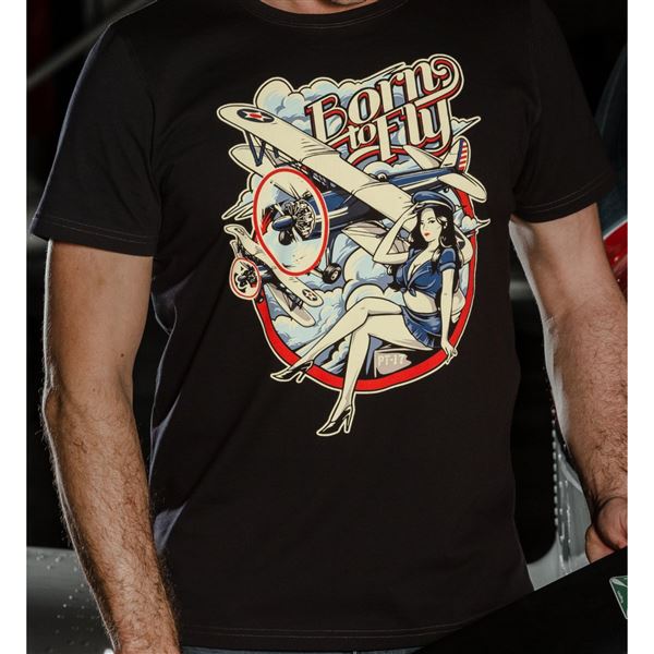 BORN TO FLY T-Shirt STEARMAN Pin-up, L
