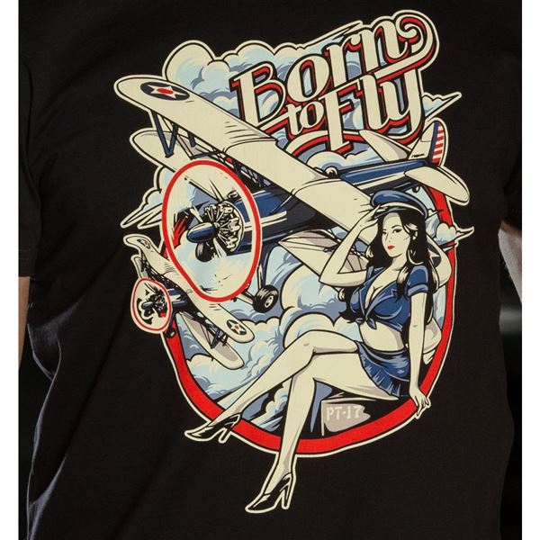 BORN TO FLY T-Shirt STEARMAN Pin-up, XL