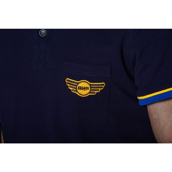 BORN TO FLY Poloshirt PILOT Blue Detail, L