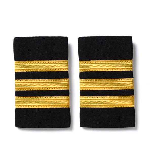 Embroidery Epaulettes 3 Bar Gold - large, Pair