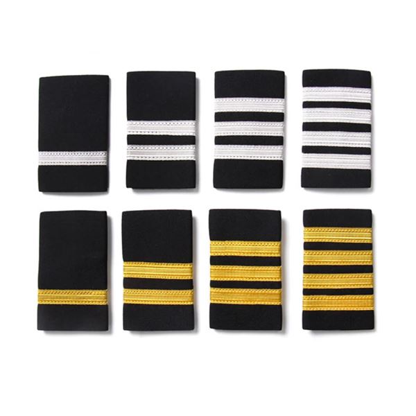Embroidery Epaulettes 3 Bar Gold - large, Pair