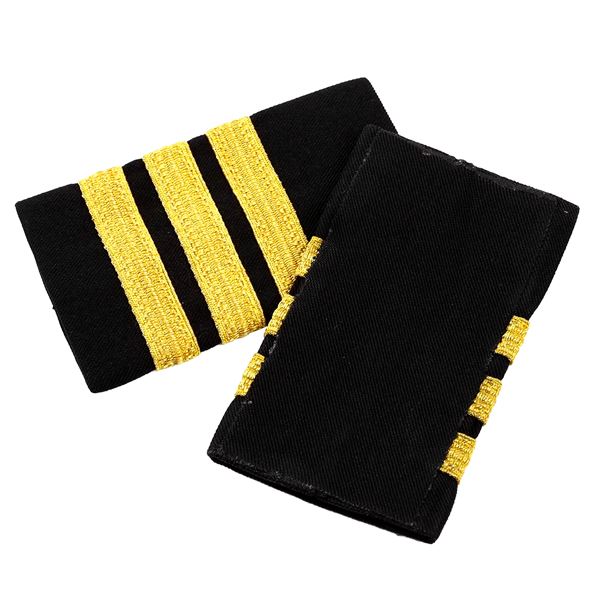 Embroidery Epaulettes 3 Bar Gold - large, Pair