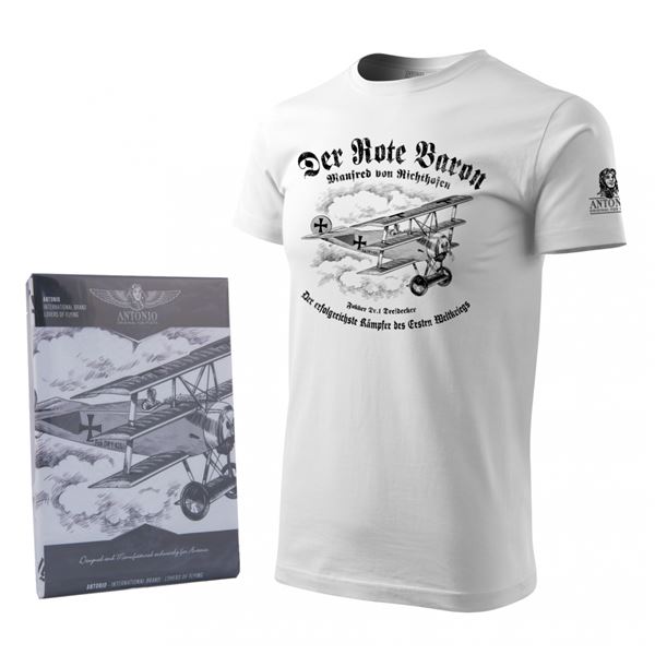 ANTONIO Tričko s trojplošníkem FOKKER DR.1 DREIDECKER, bílá, L