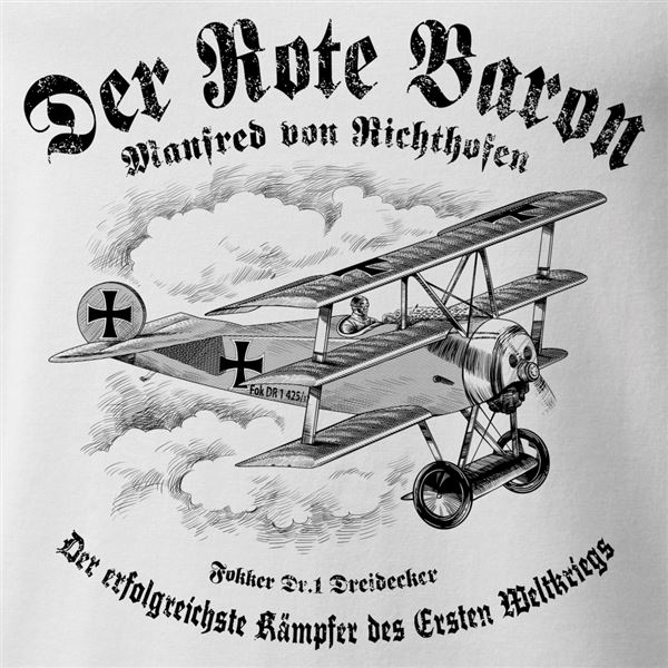 ANTONIO Tričko s trojplošníkem FOKKER DR.1 DREIDECKER, bílá, L