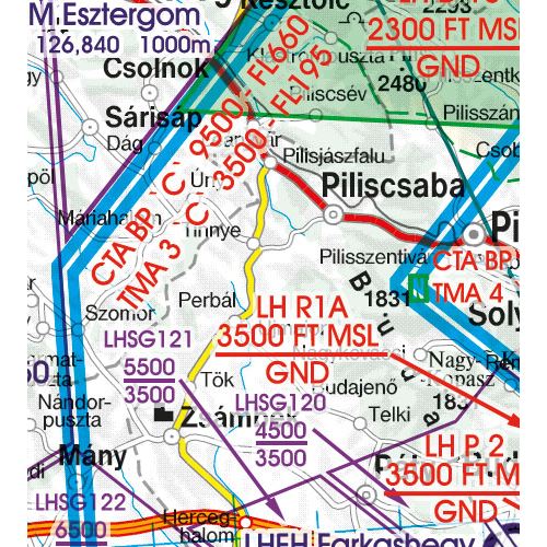 Maďarsko VFR ICAO mapa 2024