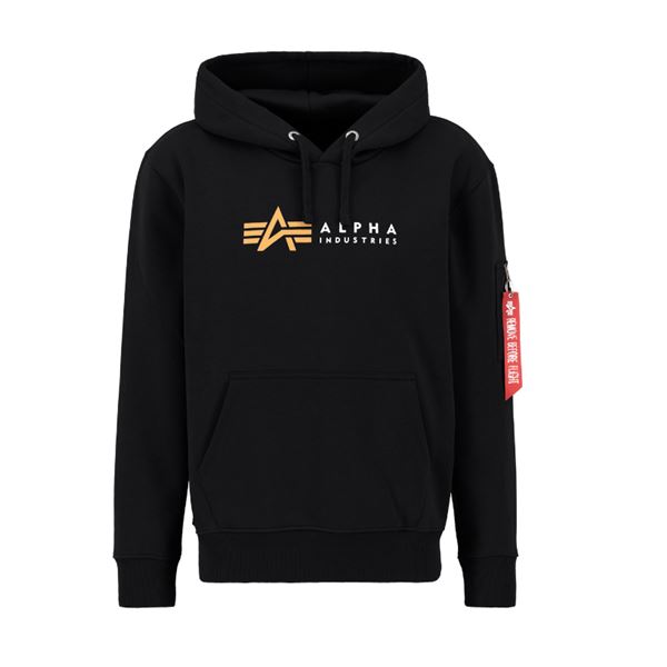 Alpha Industries Mikina Label s kapucí černá, M