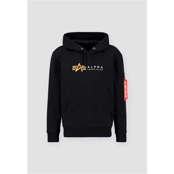 Alpha Industries Mikina Label s kapucí černá, M