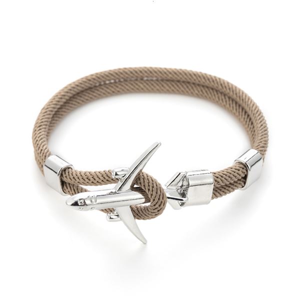 Airplane Bracelet - beige, airplane silver, 21 cm