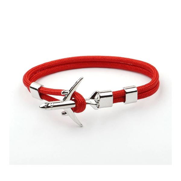 Náramek Letadlo červený/stříbrná, 21 cm