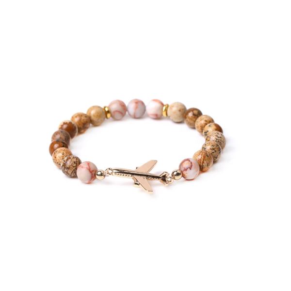 Minerální náramek Letadlo, béžový