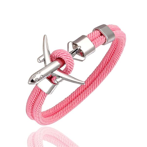 Airplane Bracelet - pink, airplane silver, 19 cm