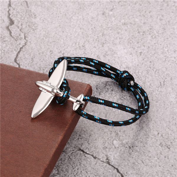 Spitfire Bracelet - black-blue, airplane silver