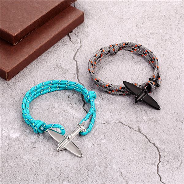 Spitfire Bracelet - black-blue, airplane silver