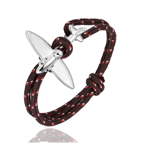 Spitfire Bracelet - brown, airplane silver