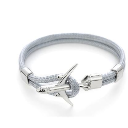 Airplane Bracelet - light grey, plane silver, 19 cm