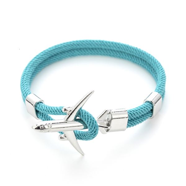 Airplane Bracelet - sky blue, plane silver, 19 cm