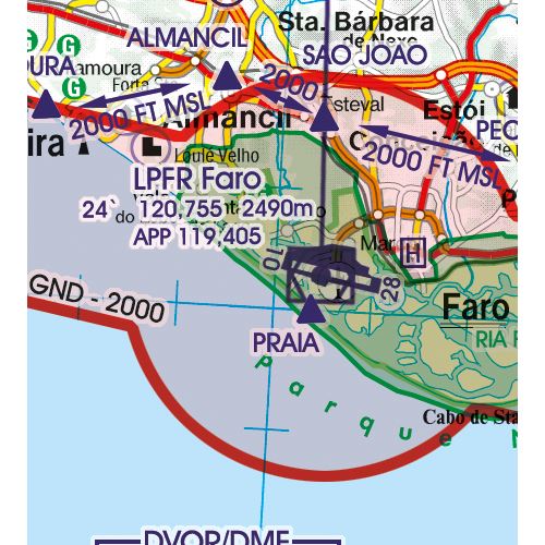 Portugalsko VFR ICAO mapa 2024