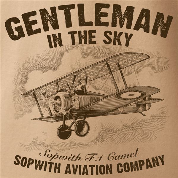 ANTONIO T-Shirt with a biplane SOPWITH F-1 CAMEL, beige, M