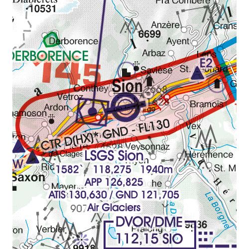 Švýcarsko VFR ICAO mapa 2024