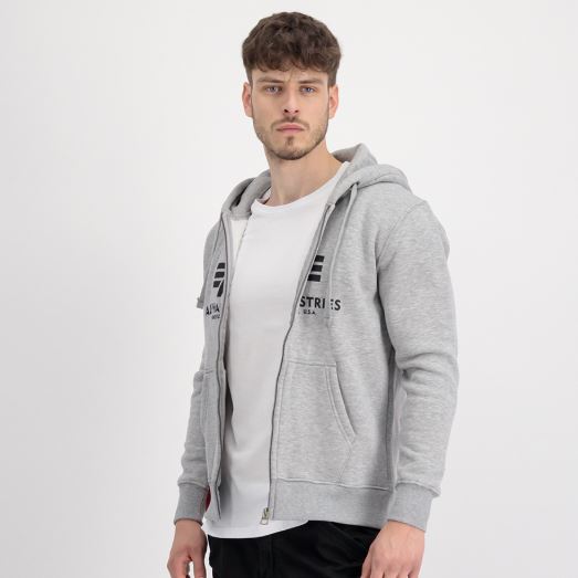 Alpha Industries Mikina Basic na zip, šedá M